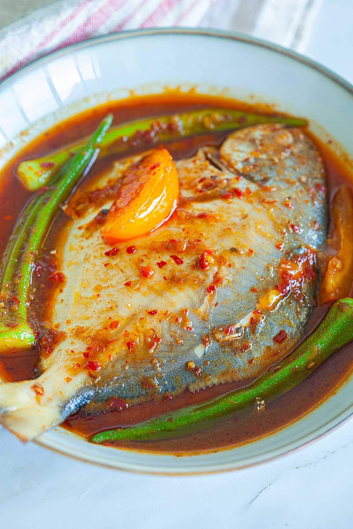 Fish with asam pedas.