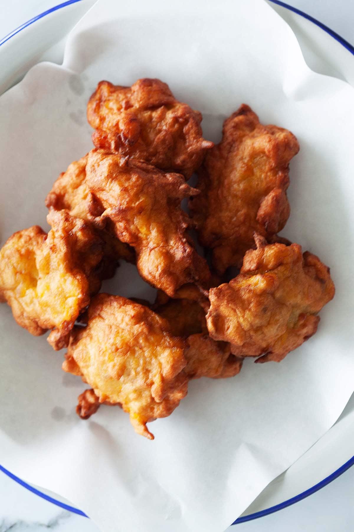 Homemade fried banana fritters.