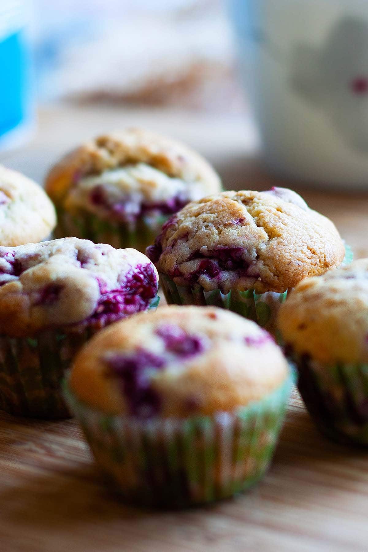 Raspberry muffin recipe with simple ingredients of flour, butter, sugar, milk and fresh raspberries.