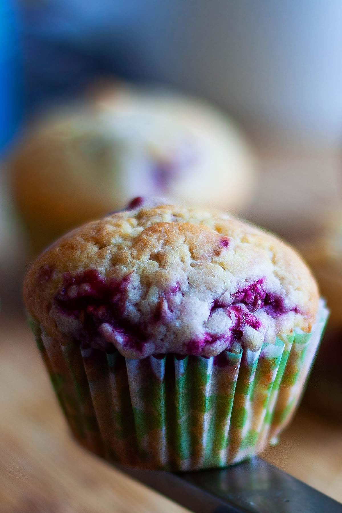 Healthy and easy raspberry muffins, ready to serve.