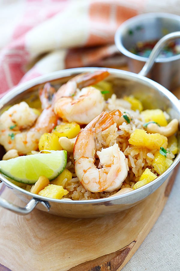 Pineapple fried rice in a plate.