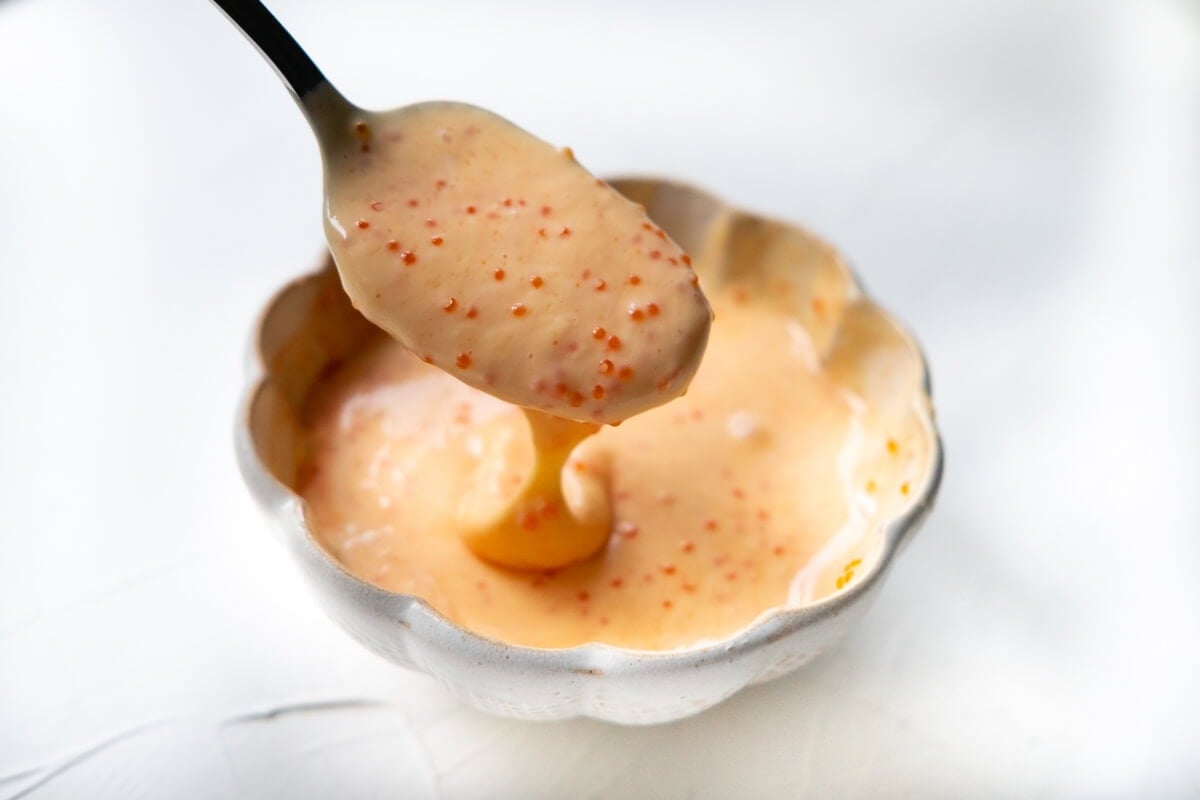 Japanese dynamite sauce in a bowl. 