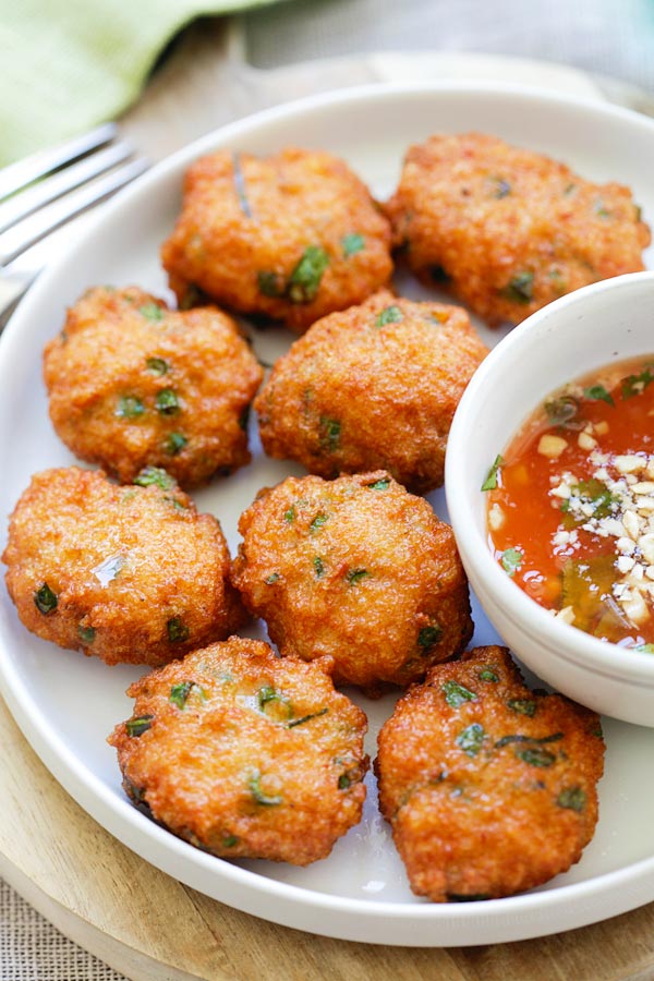 Shrimp cakes on a plate.