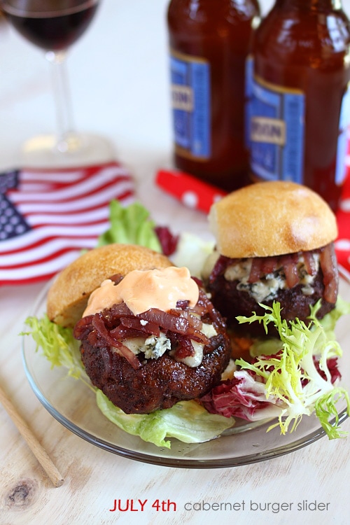 Easy and delicious homemade Cabernet and Gorgonzola burger sliders recipe.