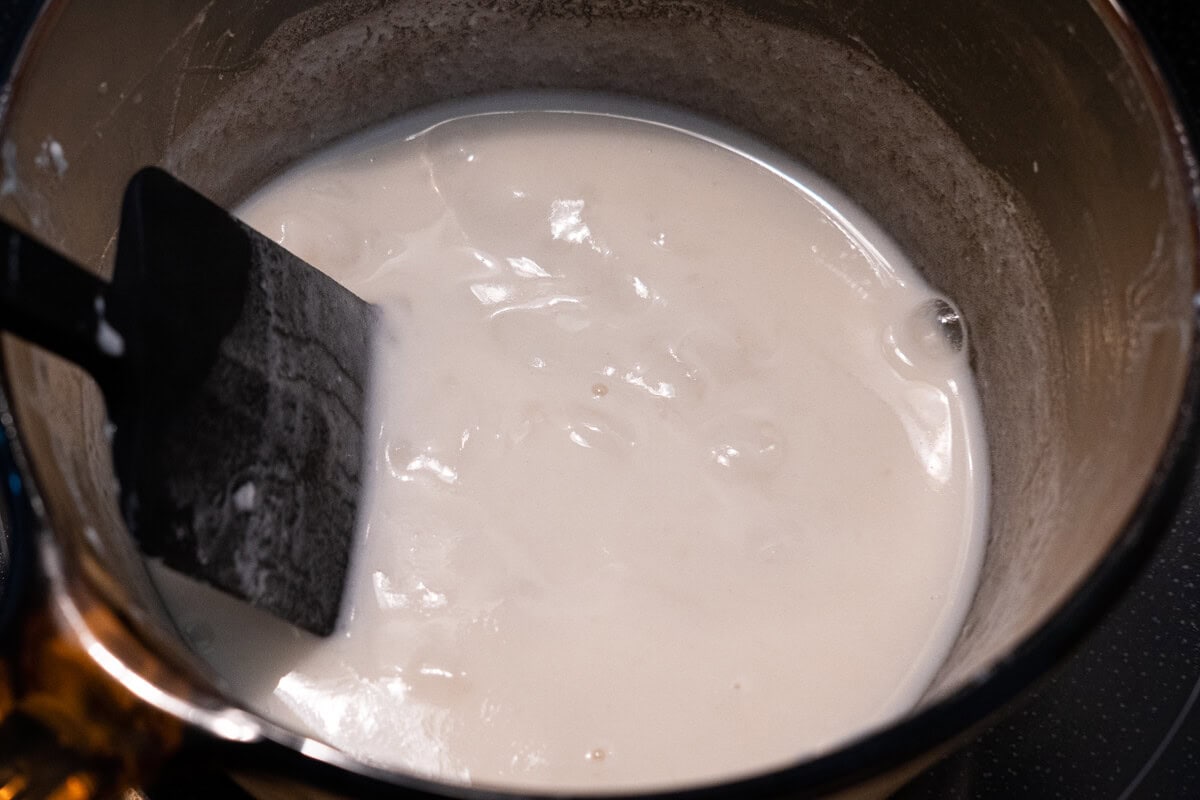 Mix water and bread flour in a sauce pan. 