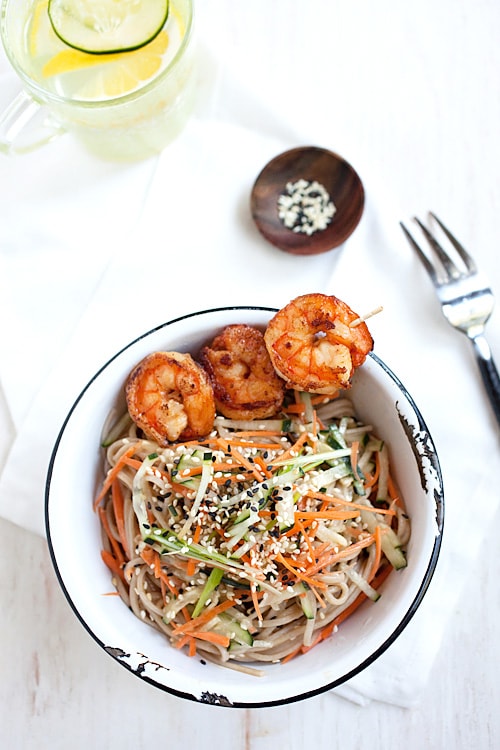 Easy and healthy homemade Asian sesame noodles salad.