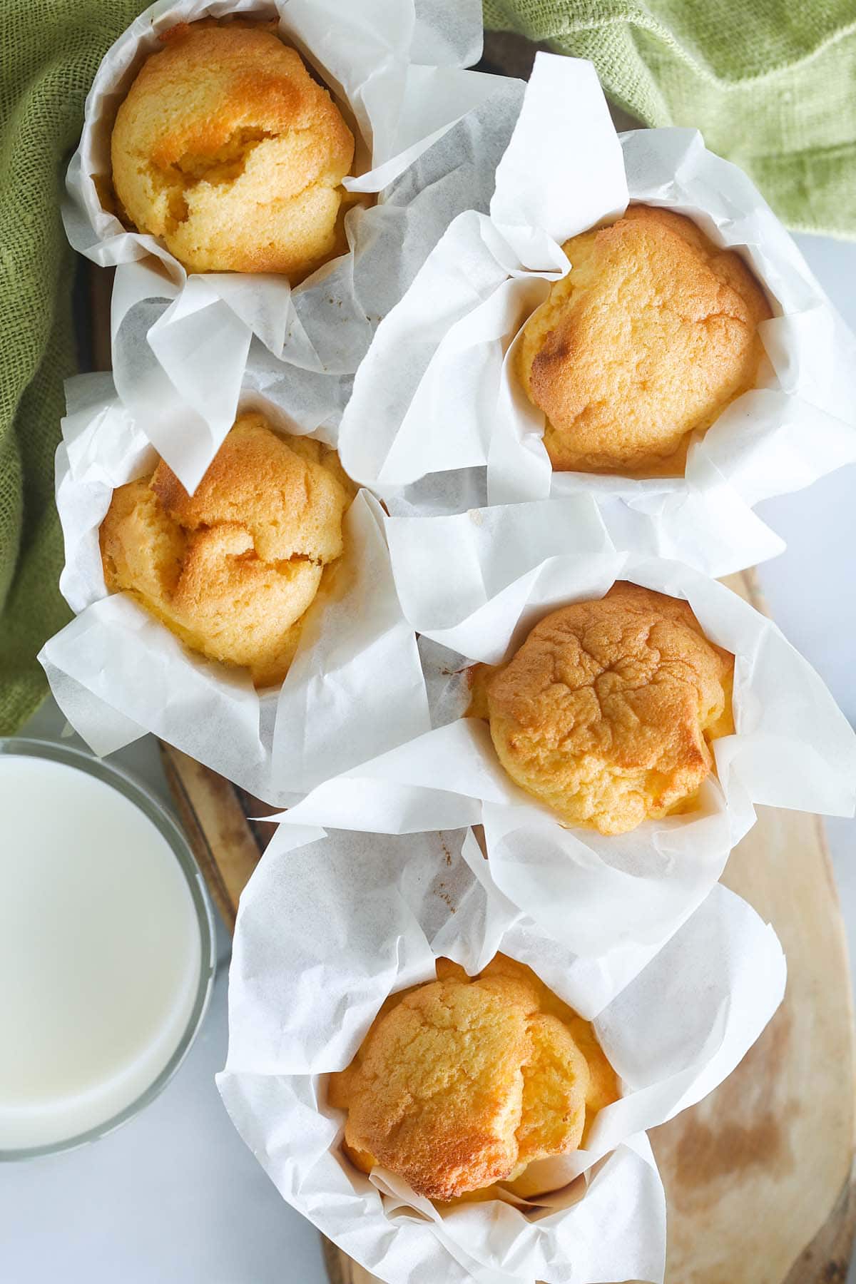 Sponge cake, wrapped with paper.