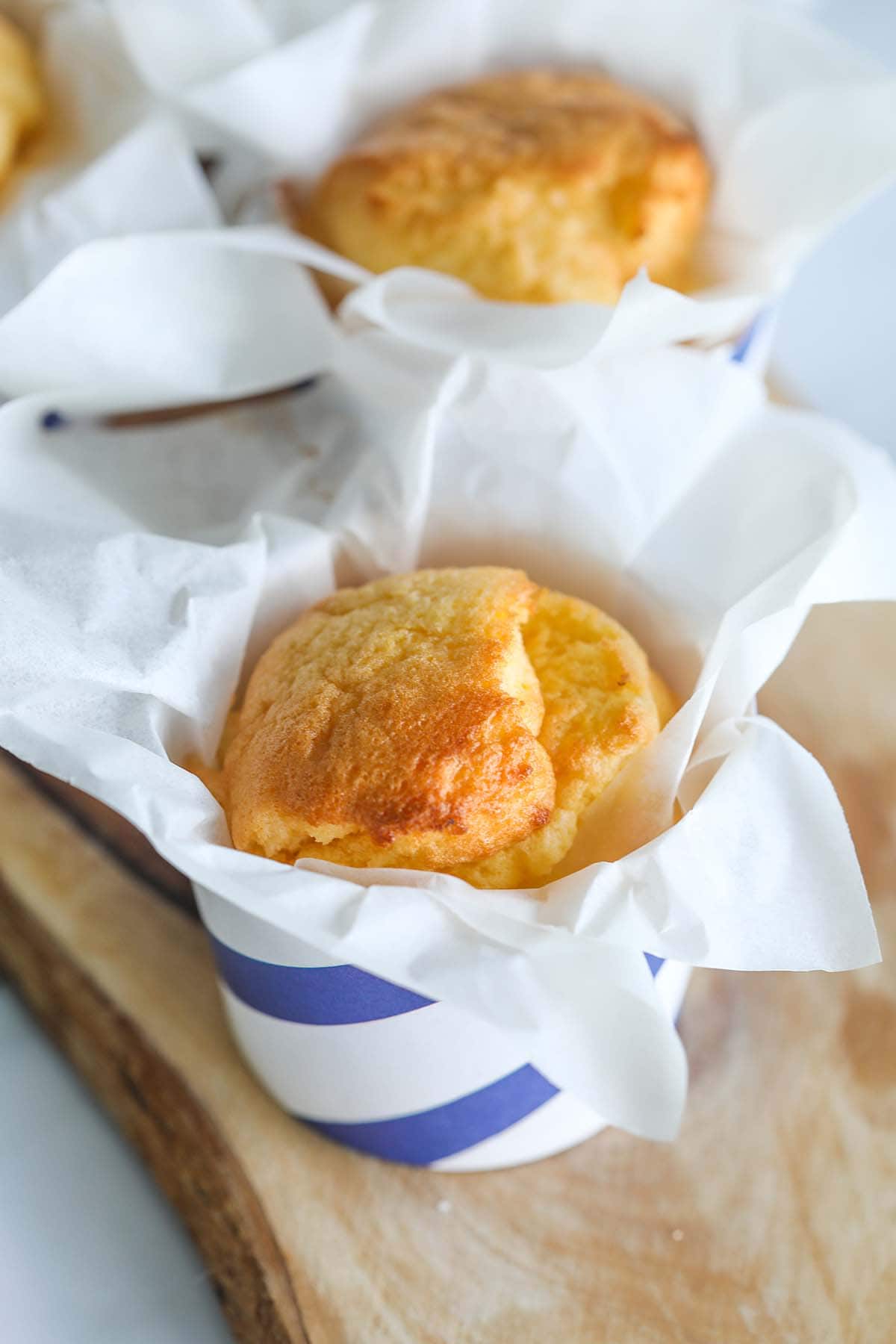 Chinese sponge cake, wrapped with paper.