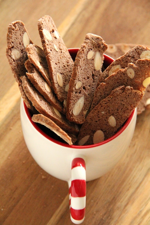 Easy homemade biscotti served in a mug.