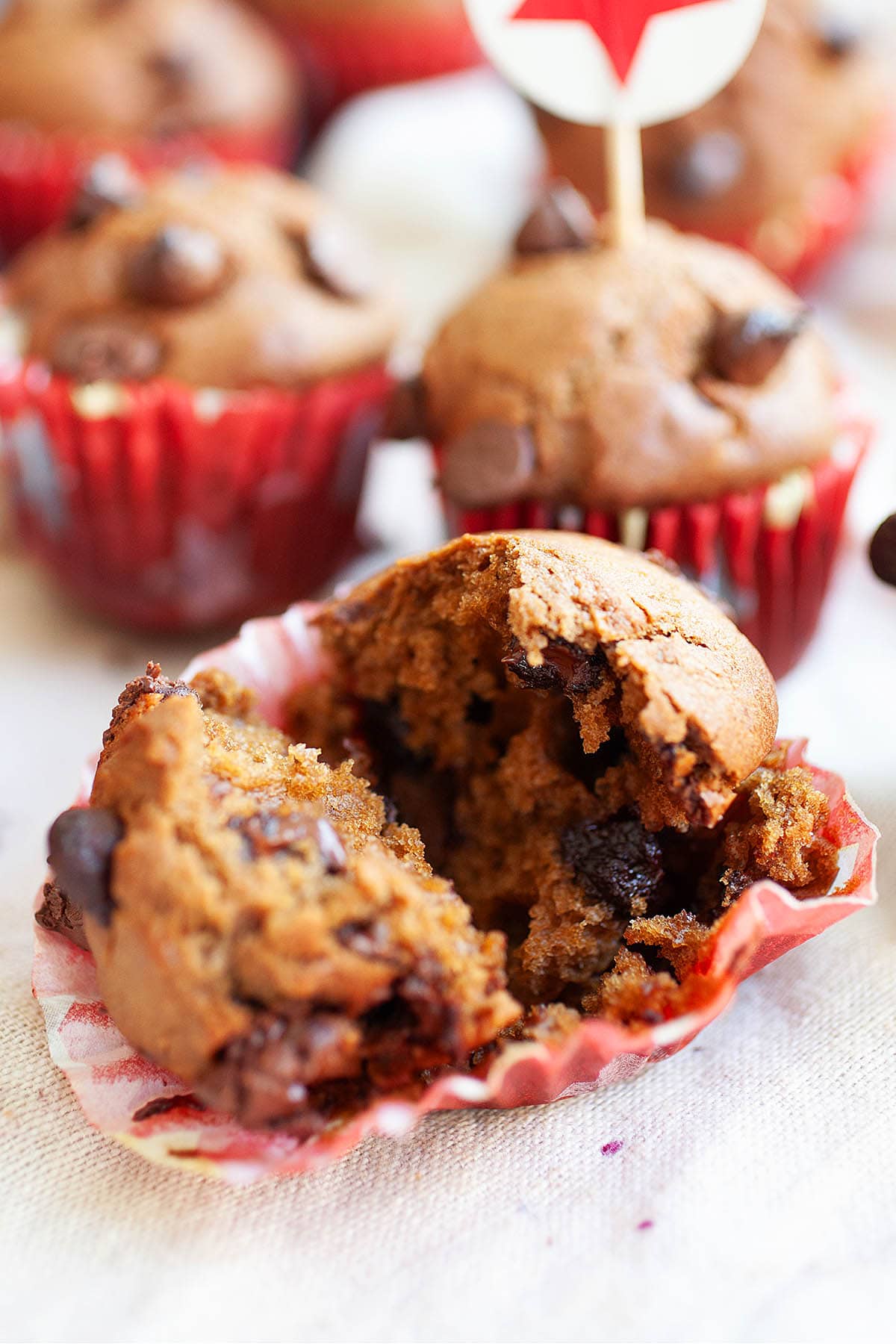 Moist and loaded with Nigella Lawson chocolate chips muffins recipe.