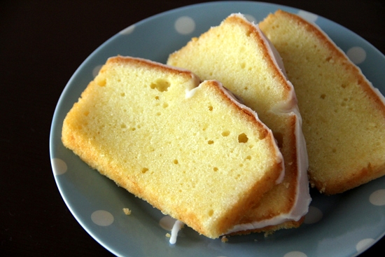 Sliced Easy homemade Meyer lemon pound cake served in a plate.