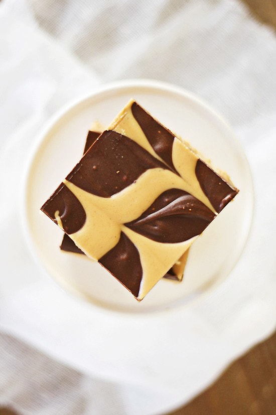 Top down view of No-Bake Peanut Butter Bars.