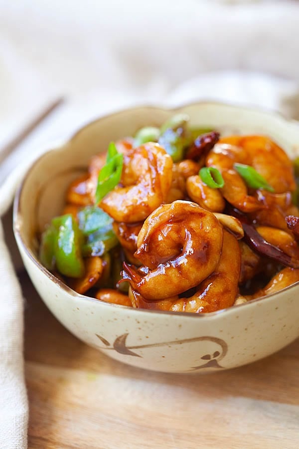 Kung Pao Shrimp on a bowl.