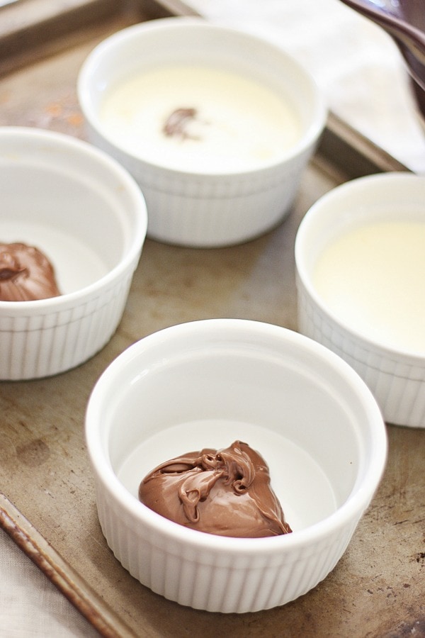 Nutella in ramekin bowls.