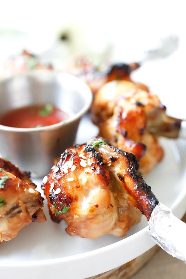 Homemade easy baked Chicken Lollipop close up.