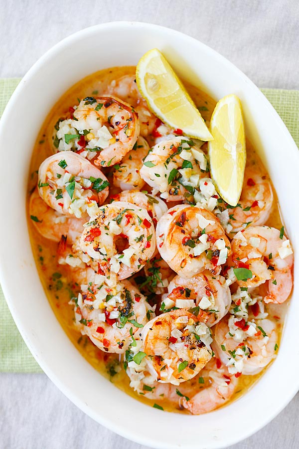 Hawaiian style Roasted Shrimp Scampi ready to serve.