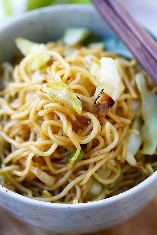 Panda Express Chow Mein close up in a bowl, ready to be eaten.