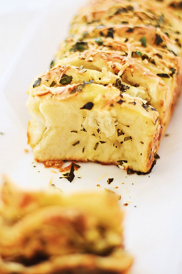 Garlic Herb and Cheese Pull Apart Bread made with cheese and garlic herb butter.