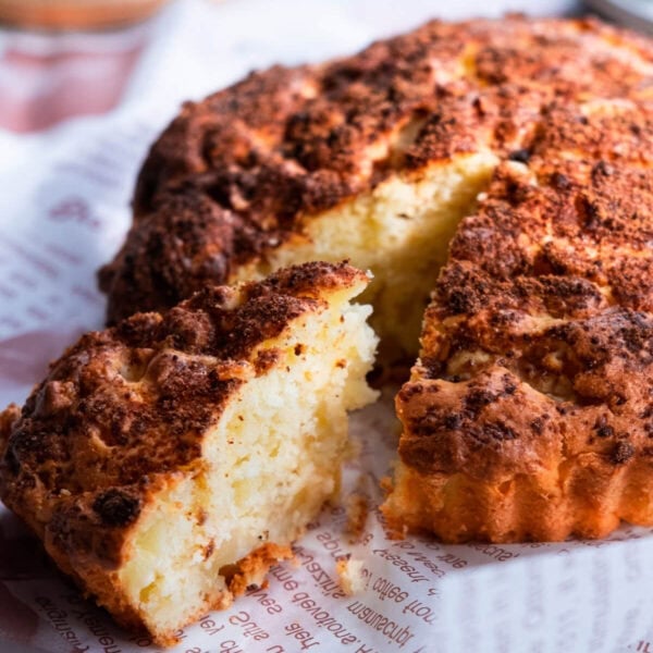 Easy and delicious piece of homemade apple and coffee cake.