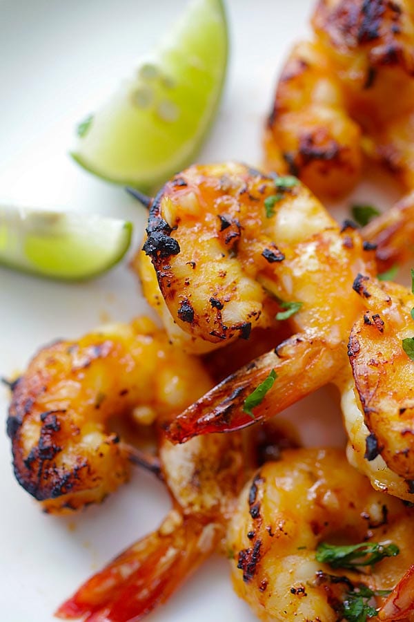 Close up homemade baked Chili Lime Shrimp.