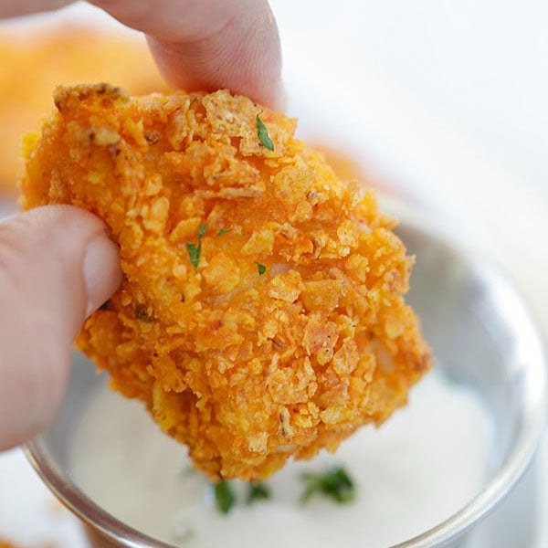 Tortilla Chip-Crusted Chicken Bites