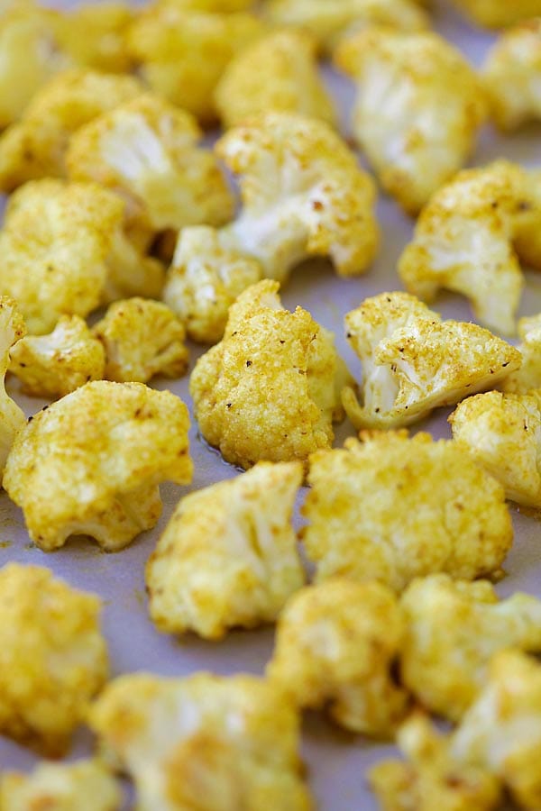 Roasted Curry Cauliflower with butter and curry powder.