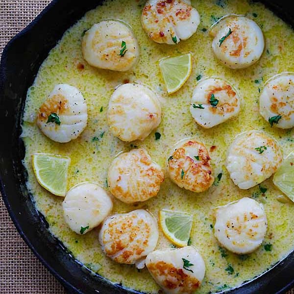 creamy garlic scallops