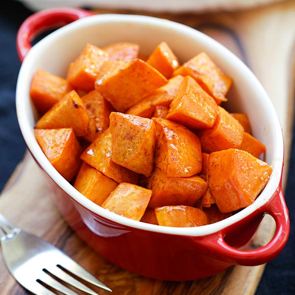 Honey Cinnamon Roasted Sweet Potatoes