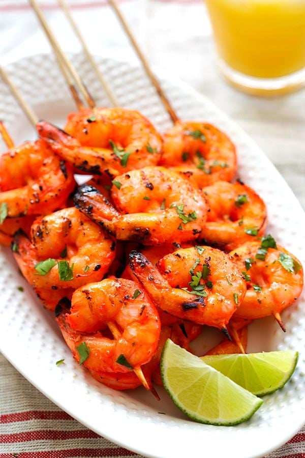 Easy and quick grilled Indian Tandoori Shrimp marinated recipe.