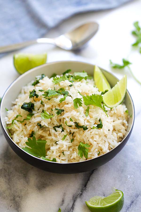 Cilantro lime rice in a bowl.