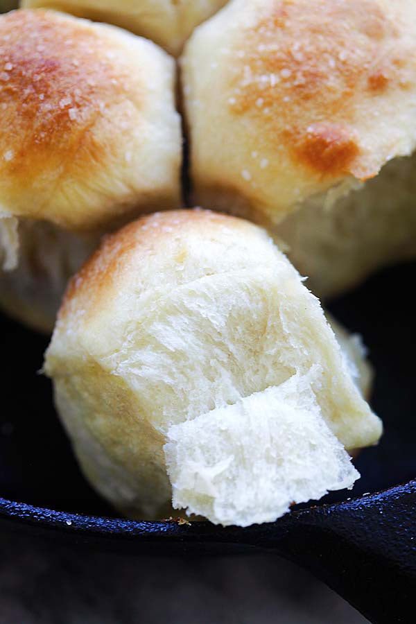 Easy and delicious homemade skillet dinner rolls, ready to serve.