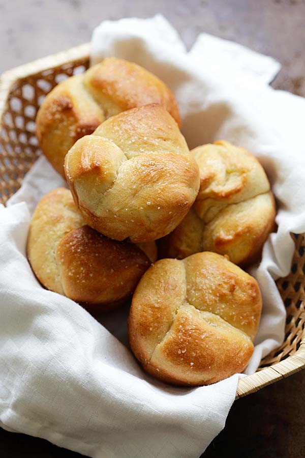 Milk bread in a serving basket.