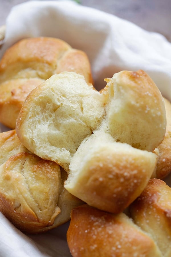 Easy homemade baked Japanese milk bread rolls, ready to serve.