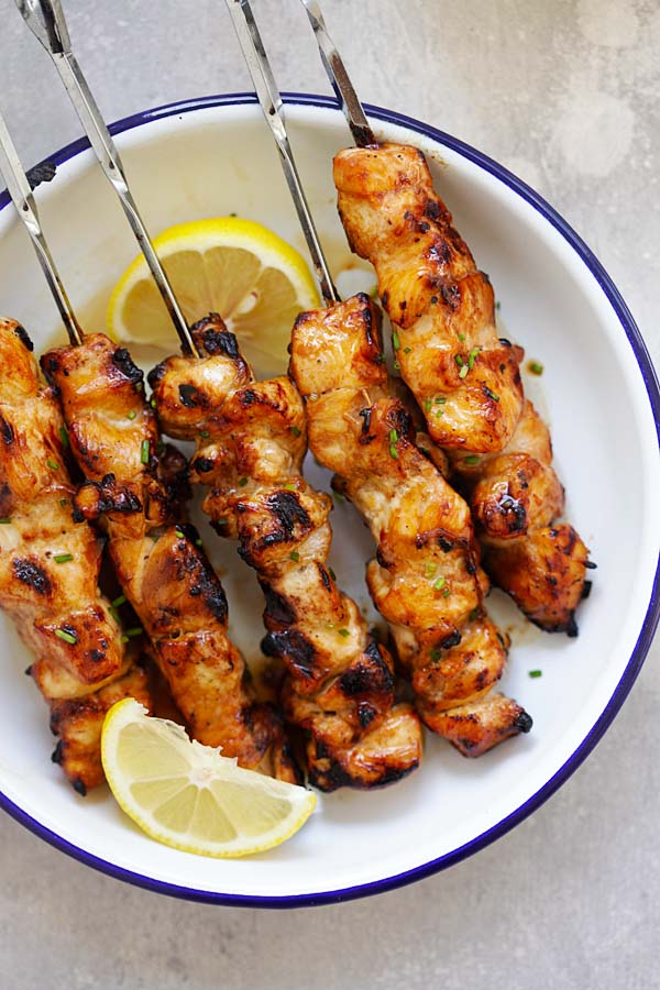 Easy and quick Filipino Chicken Skewers seasoned with soy sauce, banana ketchup and garlic.