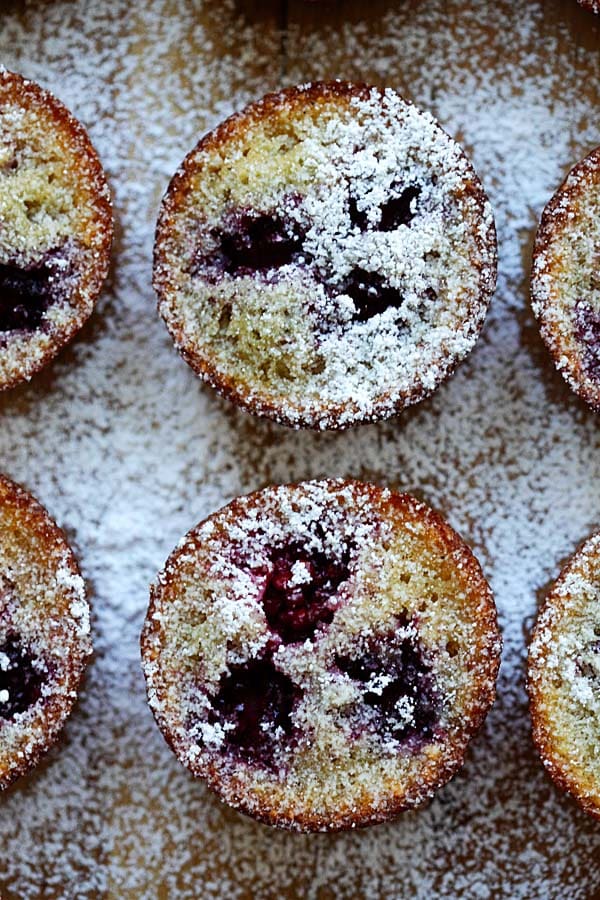 French pastry with butter and blackberries for tea and coffee break.