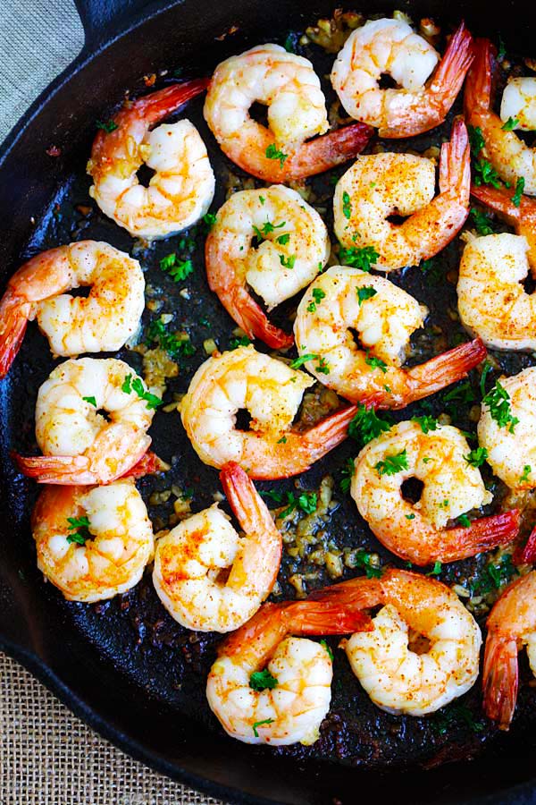 Garlic shrimp with butter, lemon juice and cayenne pepper is one of the best shrimp recipes.