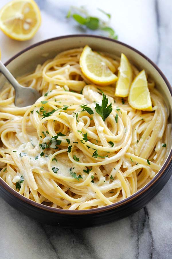 Instant Pot pasta with creamy sauce.