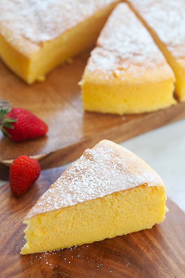 Soft, fluffy and jiggly Japanese cheesecake.