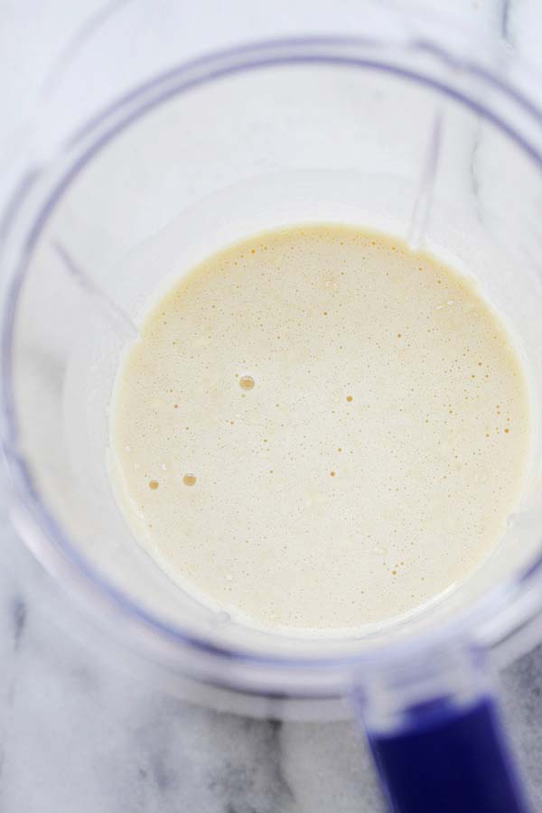 Dutch baby pancake batter in a blender.