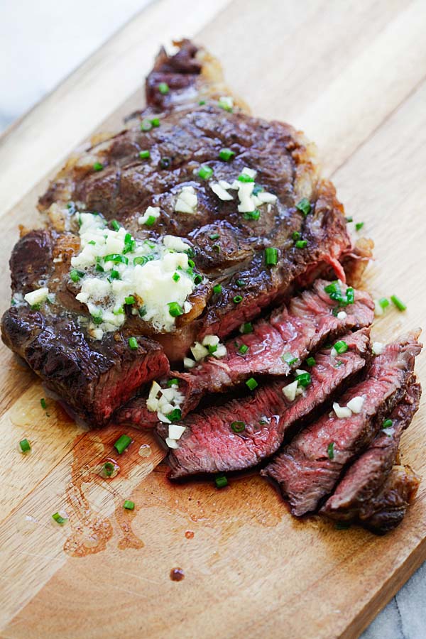 Easy and quick garlic Chive Butter Steak.