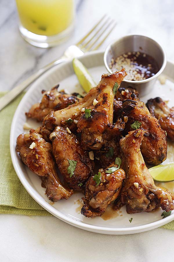 Vietnamese chicken wings coated with sticky and savory sauce.