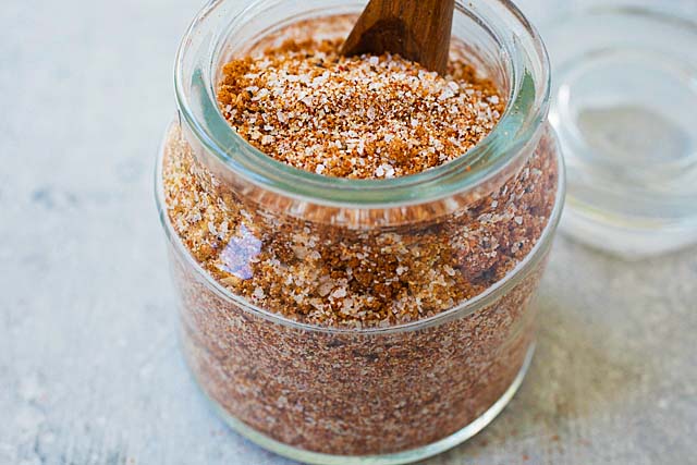 Homemade dry rub in an airtight container.