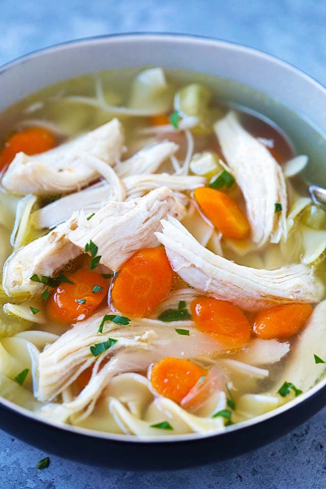 Instant Pot Chicken Noodle Soup in serving bowls.