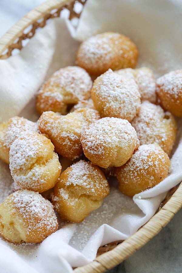 Beignets in a basket.