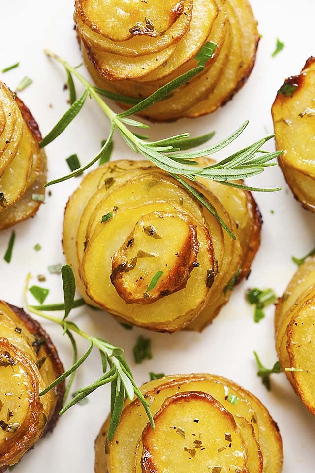 Potato stacks made inside a muffin pan, ready to be eaten.