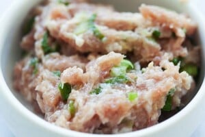 Ground pork filling for potstickers.