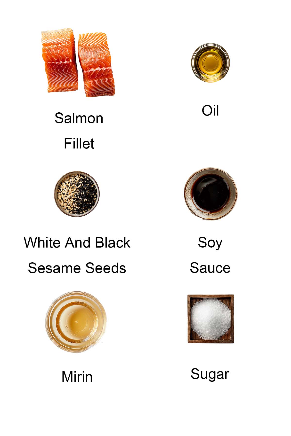 Ingredients for salmon teriyaki.