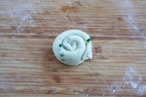 Making Chinese scallion pancakes.