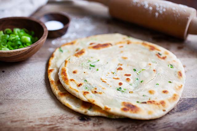 Vegan Chinese scallion pancakes.