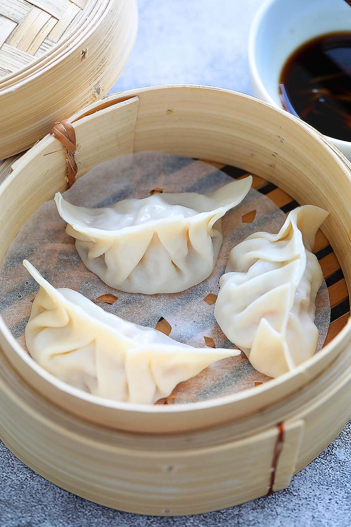 Perfectly wrapped and Chinese steamed dumplings ready to serve.